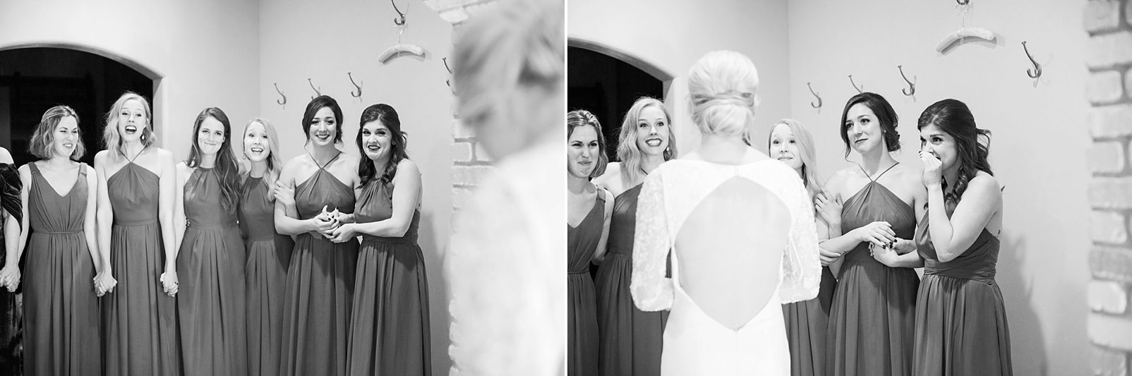 bridesmaid seeing bride for the first time