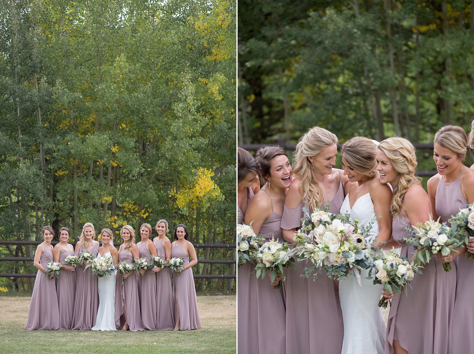 bridesmaids on lawn of larkspur during vail wedding