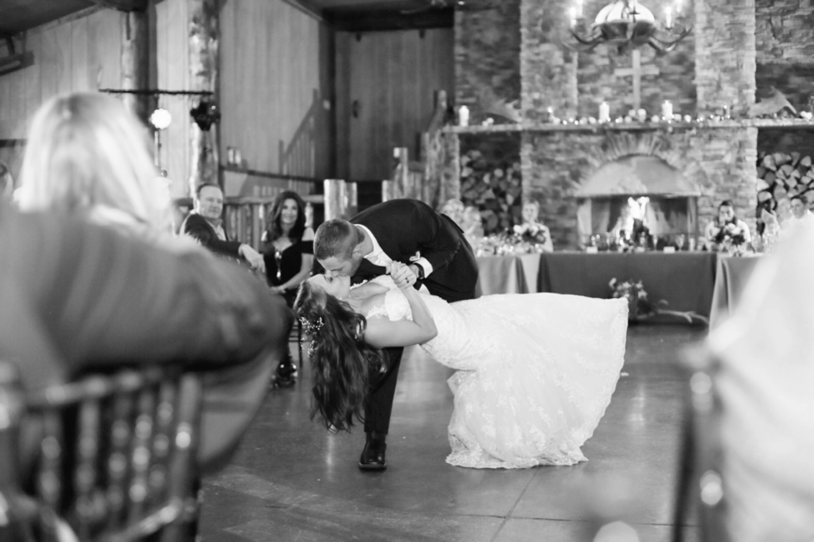 first dance during reception at spruce mountain ranch wedding